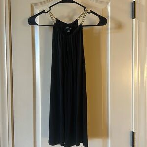 NWOT- Cable & Gauge - Black Polyester Blouse Sleeveless w/Chain Straps LARGE